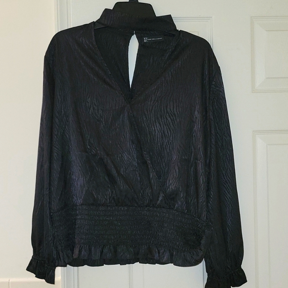 Black Choker Neck Blouse